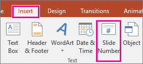 Кнопка нумерації слайдів на стрічці PowerPoint