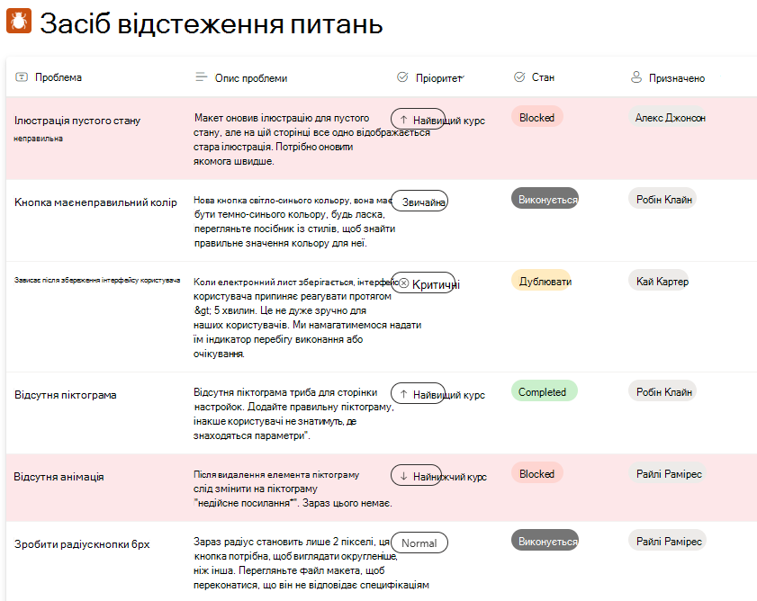 Створення попереднього перегляду програми відстеження питань
