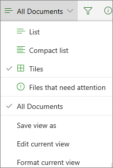 Змінення подання бібліотеки документів Office 365