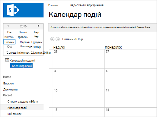 Зразок програми-календаря на базі списку.