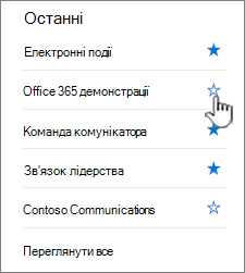 клацніть пустий початок поруч із сайтом, щоб стежити за ним.