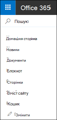 Ліва панель переходів SharePoint