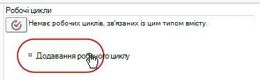 Посилання ''Додати робочий цикл''