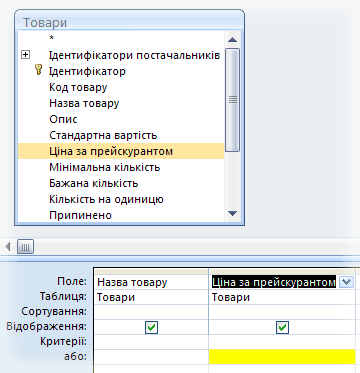 Умови для поля 