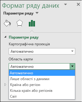 Картодіаграма Excel: параметри області діаграм