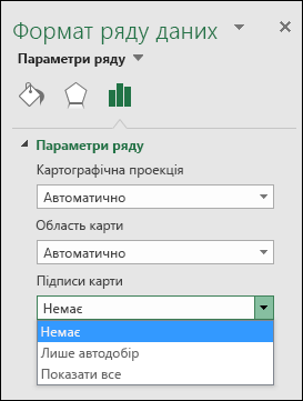 Картодіаграма Excel: параметри підписів