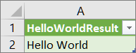 Результати функції HelloWorld на аркуші