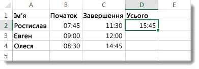 Віднімання одного значення часу від іншого для отримання проміжку часу
