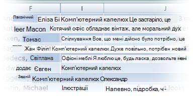 Імпортовані записи про активи в таблиці Excel