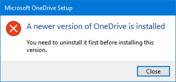 Спливаюче вікно з помилкою OneDrive