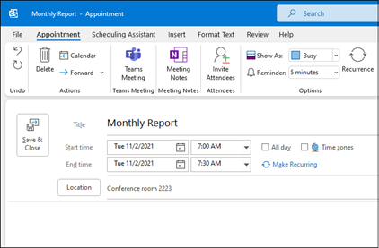 Нова зустріч у програмі Outlook
