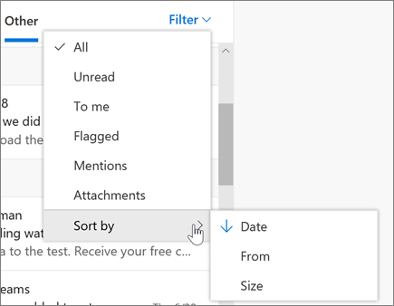 Фільтрація електронних листів в інтернет-версії Outlook