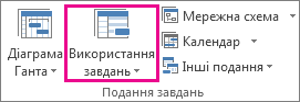 Кнопка ''Використання завдань'' на вкладці ''Вигляд''