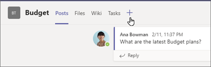 Select the plus sign to add a new learning tab