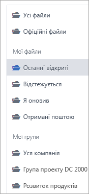 Список із розташуванням файлів