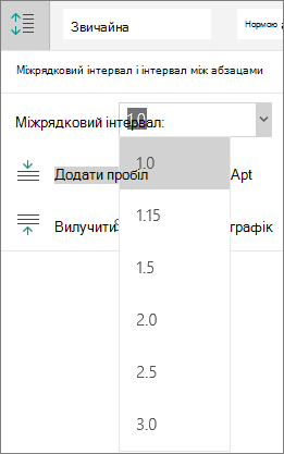 Параметри міжрядкового інтервалу