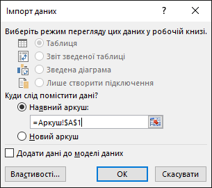 У діалоговому вікні 