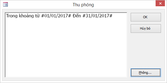 Biểu thức trong hộp thoại Thu phóng.