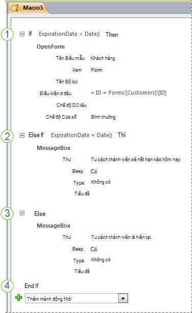 Một macro có chứa một câu lệnh If/Else If/Else.
