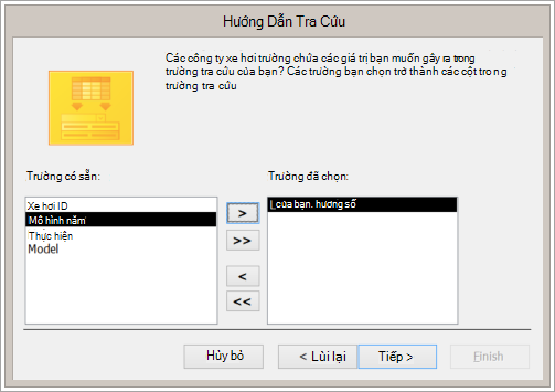 Đoạn mã màn hình của Trình hướng dẫn Tra cứu