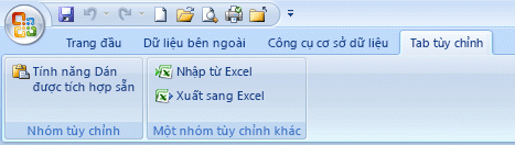 Tab Ribbon tùy chỉnh với hai nhóm