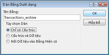 Dán Bảng Dưới dạng