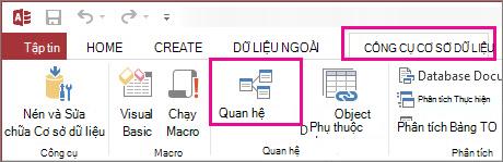 Butang Perhubungan pada tab Alat Pangkalan Data