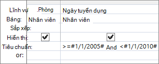 Chỉ cần nhập tiêu chí ngày tháng