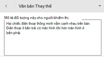 Hộp thoại Văn bản thay thế trong Word for Android.