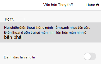 Hộp thoại Văn bản thay thế trong Word cho iOS.