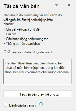 Ngăn văn bản thay thế hiển thị ví dụ về văn bản thay thế tốt.