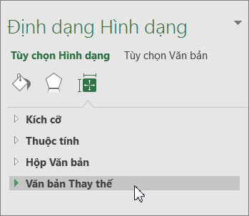 Bấm vào Văn bản Thay thế trong ngăn đối tượng
