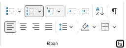 Nhóm Đoạn văn trên dải băng trong Outlook.