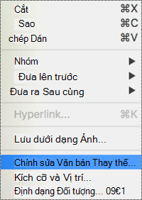 Tùy chọn Chỉnh sửa văn bản thay thế trong menu ngữ cảnh của PowerPoint for Mac