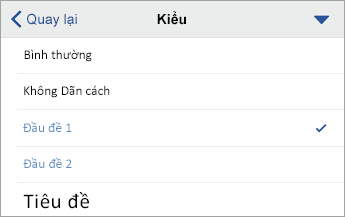 Lệnh Kiểu, với Đầu đề 1 được chọn