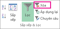 Nút Xóa một bộ lọc