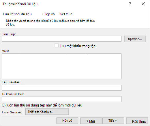 Màn hình Trình hướng dẫn Kết nối Dữ liệu 3