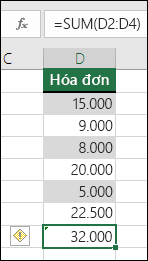 Excel hiển thị lỗi khi công thức bỏ qua các ô trong phạm vi