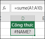 Excel hiển #NAME? khi tên hàm có lỗi đánh máy