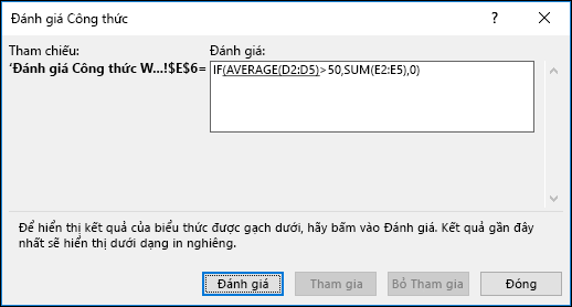 Đánh giá Công thức giúp bạn tìm hiểu cách đánh giá các phần khác nhau trong một công thức lồng nhau