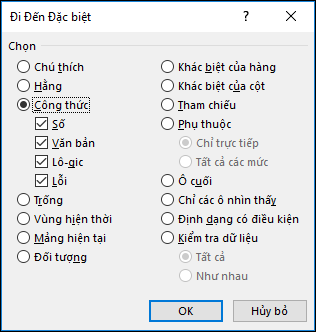 Đi Tới hộp thoại Đặc biệt