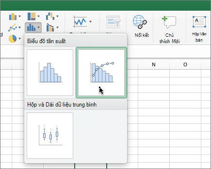 Biểu đồ Pareto trên ribbon