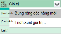 Bung rộng Danh sách JSON