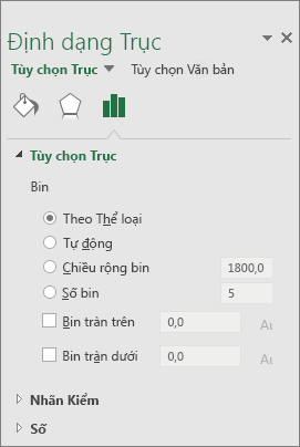 Ngăn tác vụ Định dạng Trục
