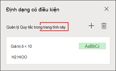 Quản lý Quy tắc trong ngăn tác vụ