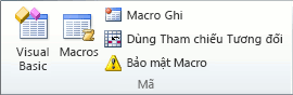 Nhóm Mã trên tab Nhà phát triển