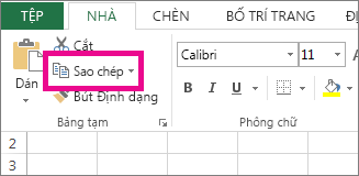 Trên tab Trang đầu, bấm Sao chép