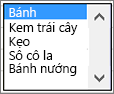 Hộp danh sách mẫu