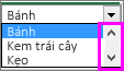 Thanh cuộn được hiển thị.