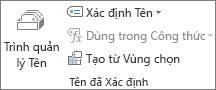 Nhóm Tên đã Xác định trên tab Công thức